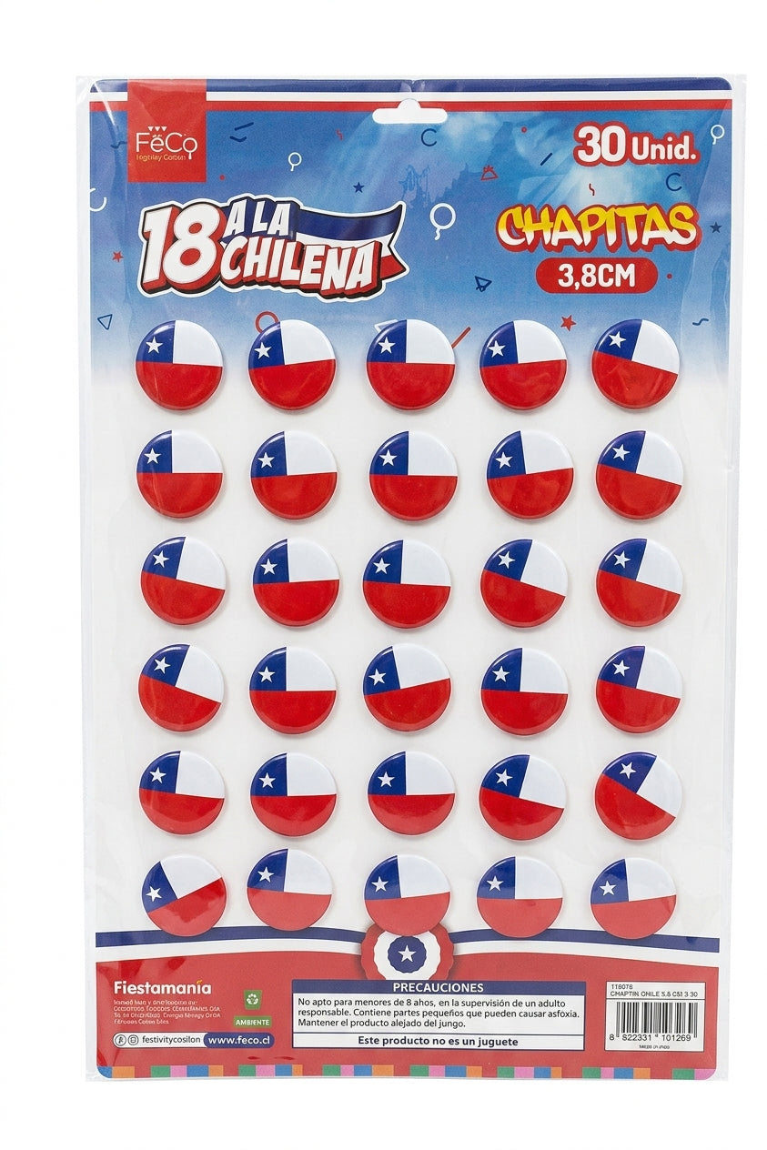 30 Chapitas 3.8cm