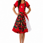 Traje de Huasa China Rojo y Negro Adulto y Niñas