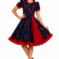 Traje de Huasa China Azul y Rojo Adulto y Niñas