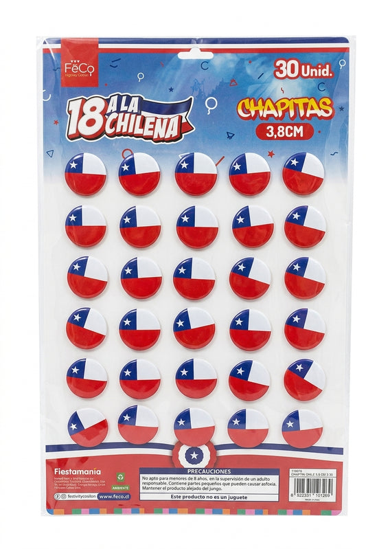 30 Chapitas 3.8cm