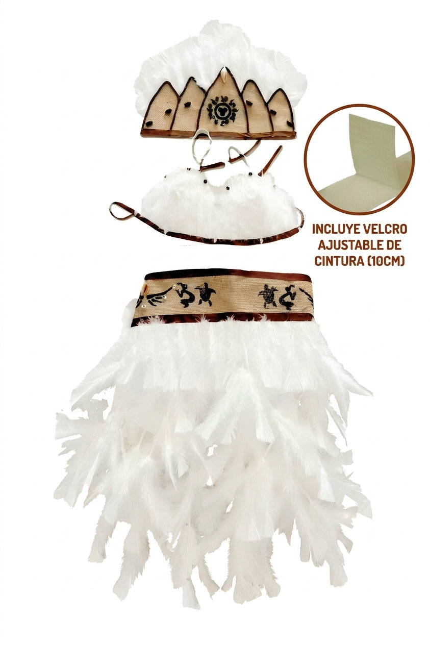 Traje Blanco de Plumas Pascuense Tubo